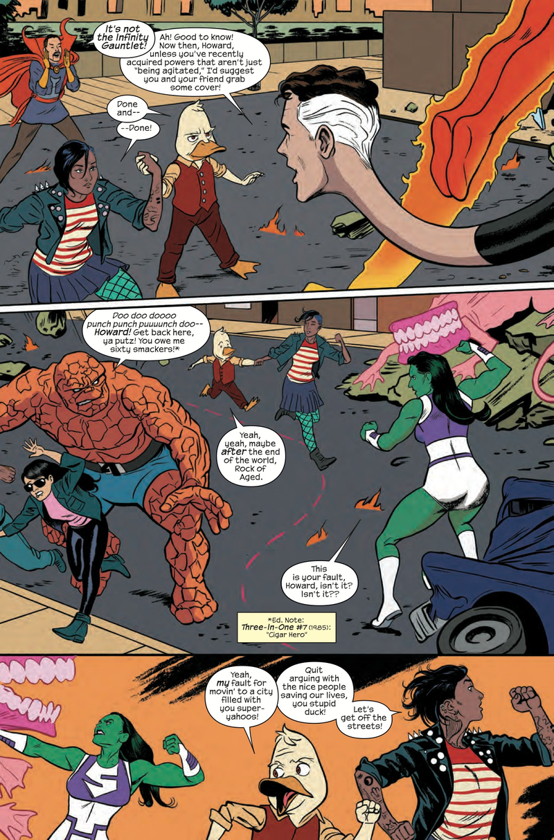 Illustration for article titled Exclusive Marvel preview: Heroes unite against The Abundant Glove in Howard The Duck #5
